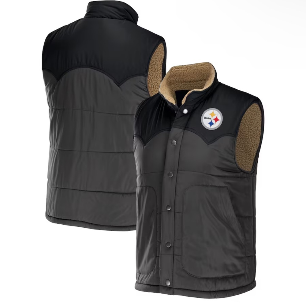NWT Men’s Large Pittsburgh Steelers Button-Up Vest by Fanatics